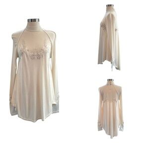 Free People Saheli Cream Asymmetrical Long Sleeve Tunic Size S